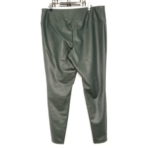 A New Day Faux Leather Leggings Womens XL Green Fleece Lined Matte High Waisted - Picture 2 of 16